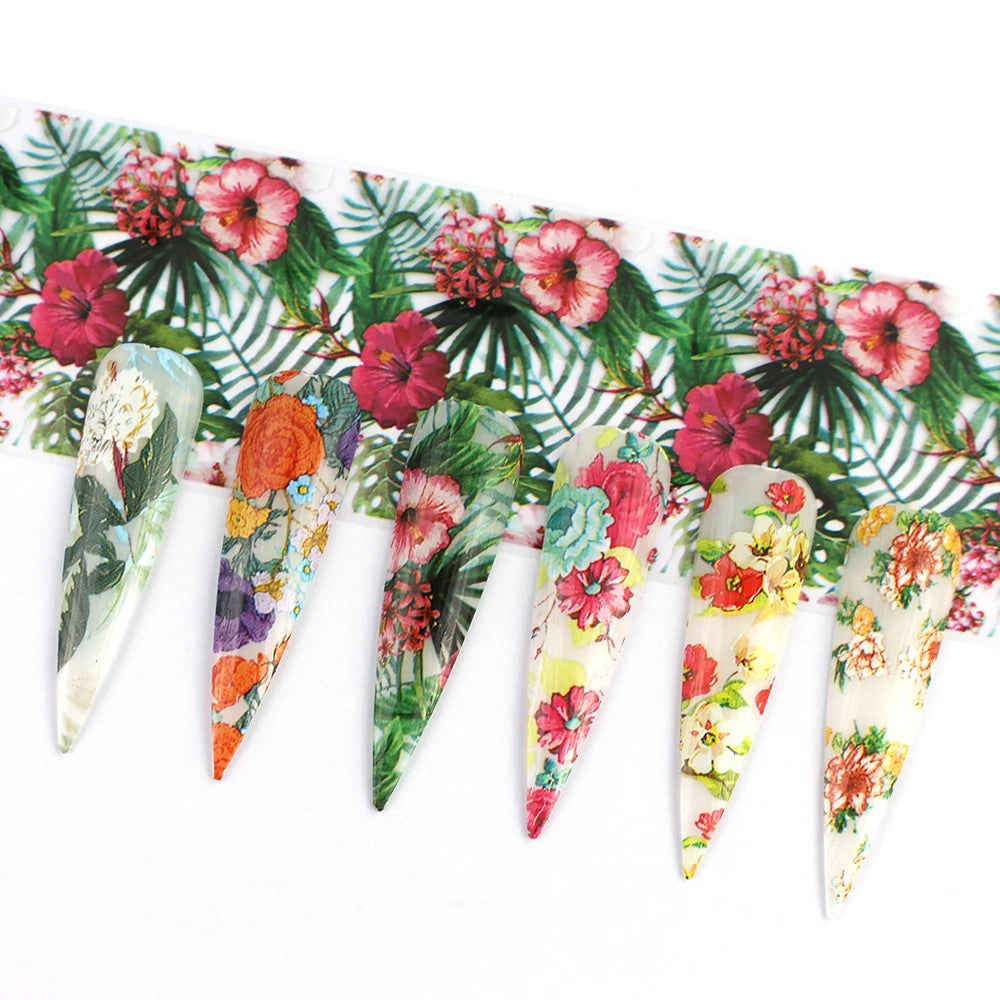 10 Stück Nail Art Transferfolien – Blumenmuster, Mixdesigns – Nail Foil Set