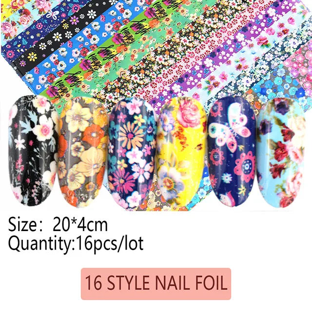 10x Transfer-Nagelfolie 4×20cm – Mix Muster für kreative Nail Art