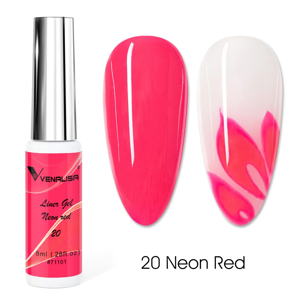 Venalisa Liner Gel 8ml – 21 Farben für Nailart & Feine Linien