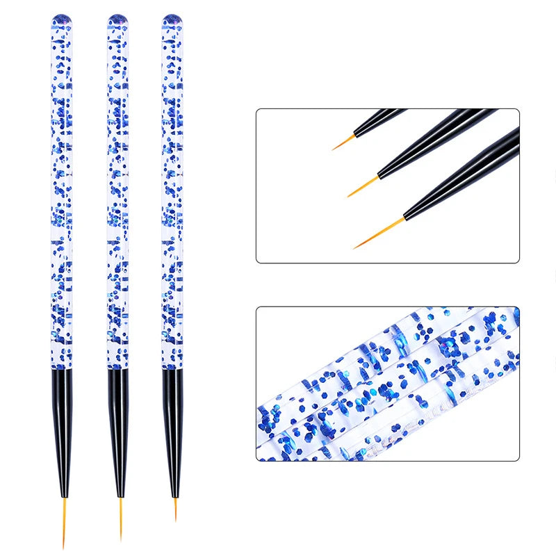 3er-Set Nailart-Pinsel – Feine Linienpinsel für French Design & UV-Gel