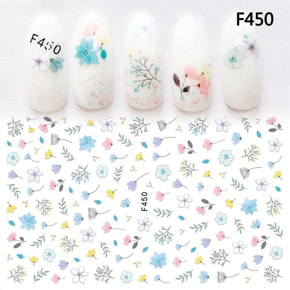 Nagelsticker Blumen F129 – zarte rosa Blumen für Nail Art Design