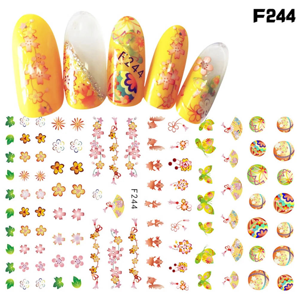 Nagelsticker Blumen F129 – zarte rosa Blumen für Nail Art Design