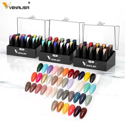 Venalisa Gel-Lack Set 15ml – Luxus Edition mit Farbdisplay – Kein Cleanser nötig