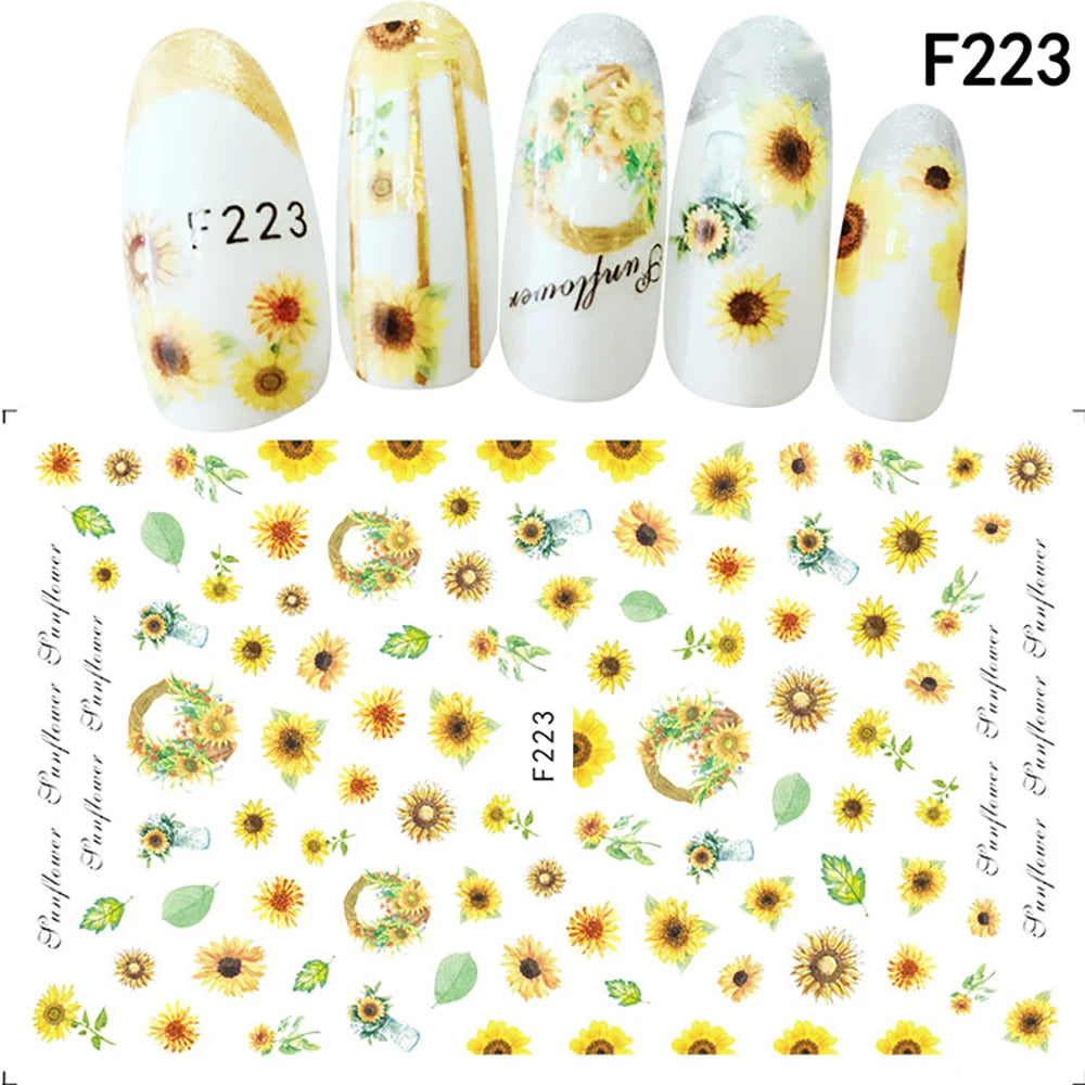 Nagelsticker Blumen F129 – zarte rosa Blumen für Nail Art Design
