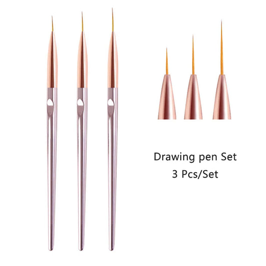 3er-Set Nailart-Pinsel – Feine Linienpinsel für French Design & UV-Gel