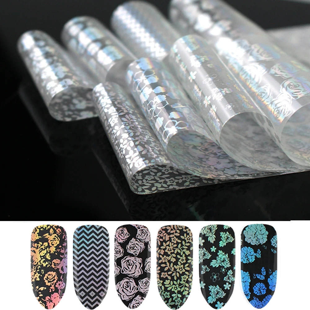 10x Transfer-Nagelfolie 4×20cm – Mix Muster für kreative Nail Art