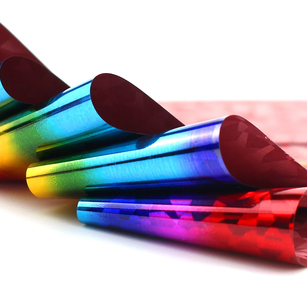 16-teiliges Holografisches Nail Art Folien-Set – Regenbogen Transferfolie