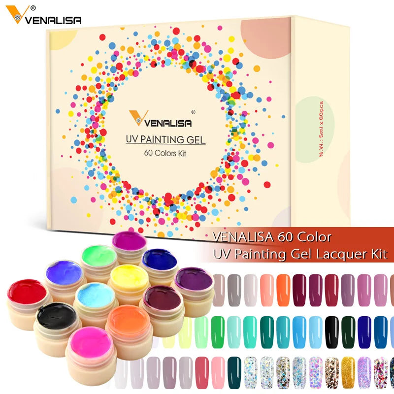 Venalisa Painting Gel 5ml – 60 Farben für Nailart, French & Details – UV/LED