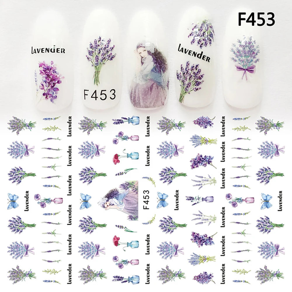 Nagelsticker Blumen F129 – zarte rosa Blumen für Nail Art Design