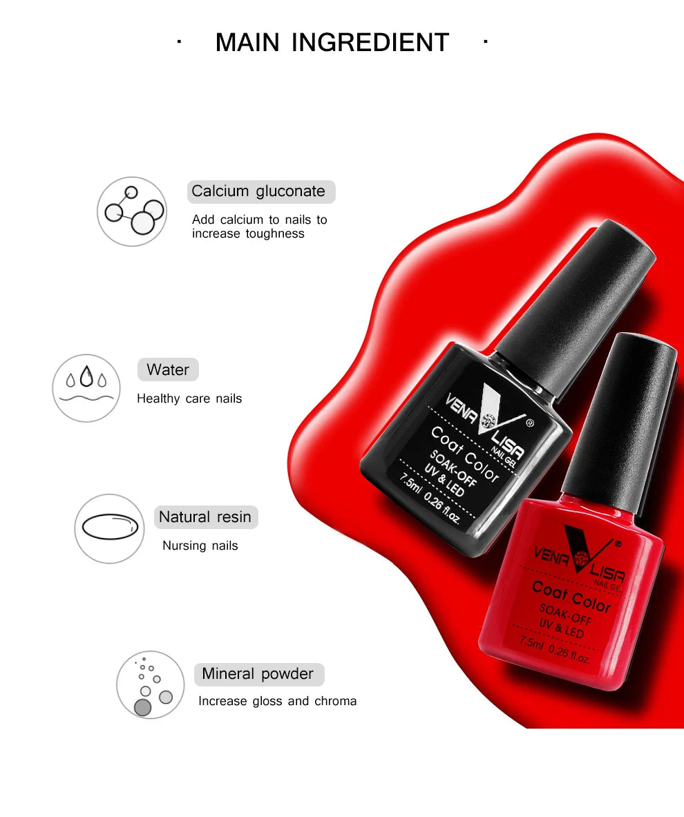 Venalisa 7.5ml Gel Polish – 60 Farben – UV/LED – Base, Top, Primer