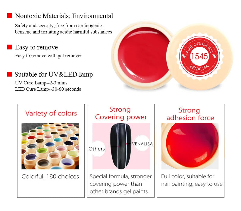 Venalisa Painting Gel 5ml – 60 Farben für Nailart, French & Details – UV/LED