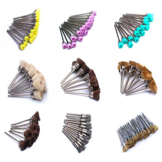 50x Reinigungsbürsten für Fräseraufsätze – Kupfer & Nylon | Profi-Zubehör für Maniküregeräte