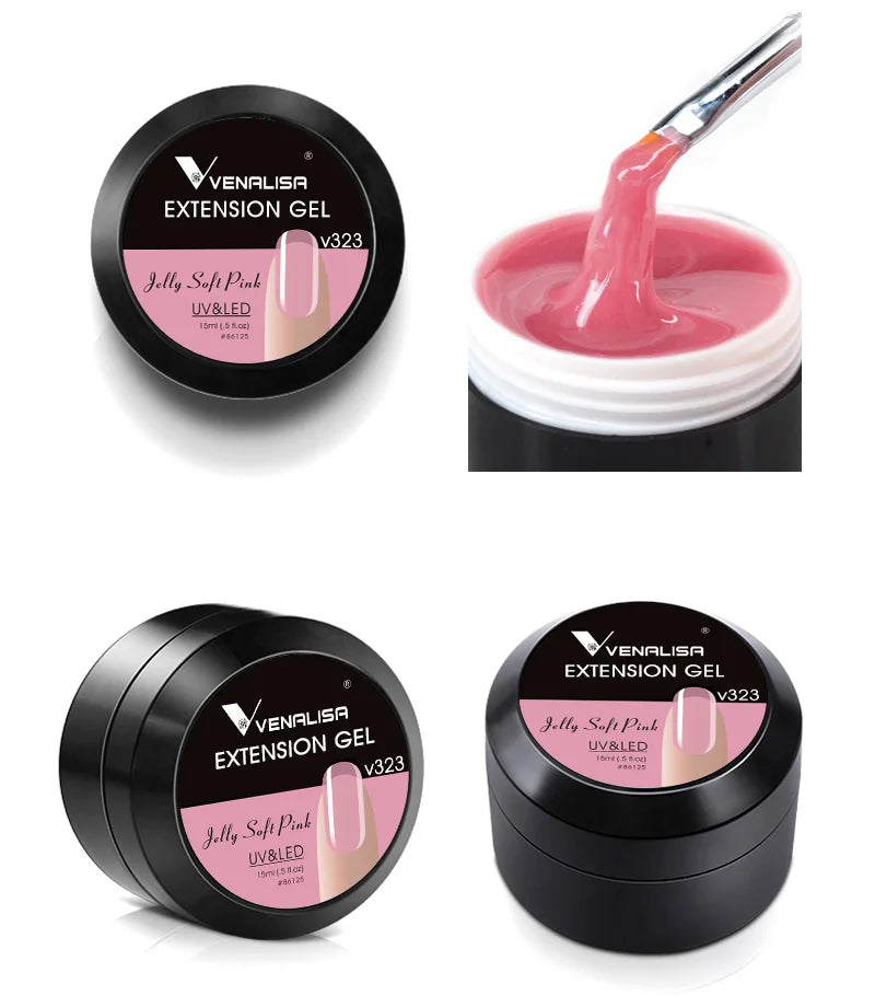 Venalisa 15ml UV Builder Gel – Cover Pink, Clear, Camouflage – für Nagelverlängerung & French