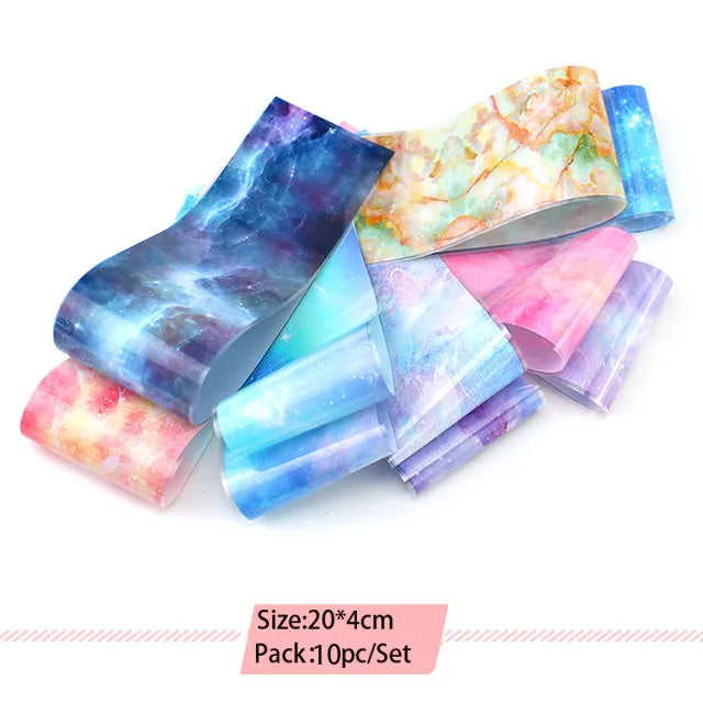 10x Transfer-Nagelfolie 4×20cm – Mix Muster für kreative Nail Art