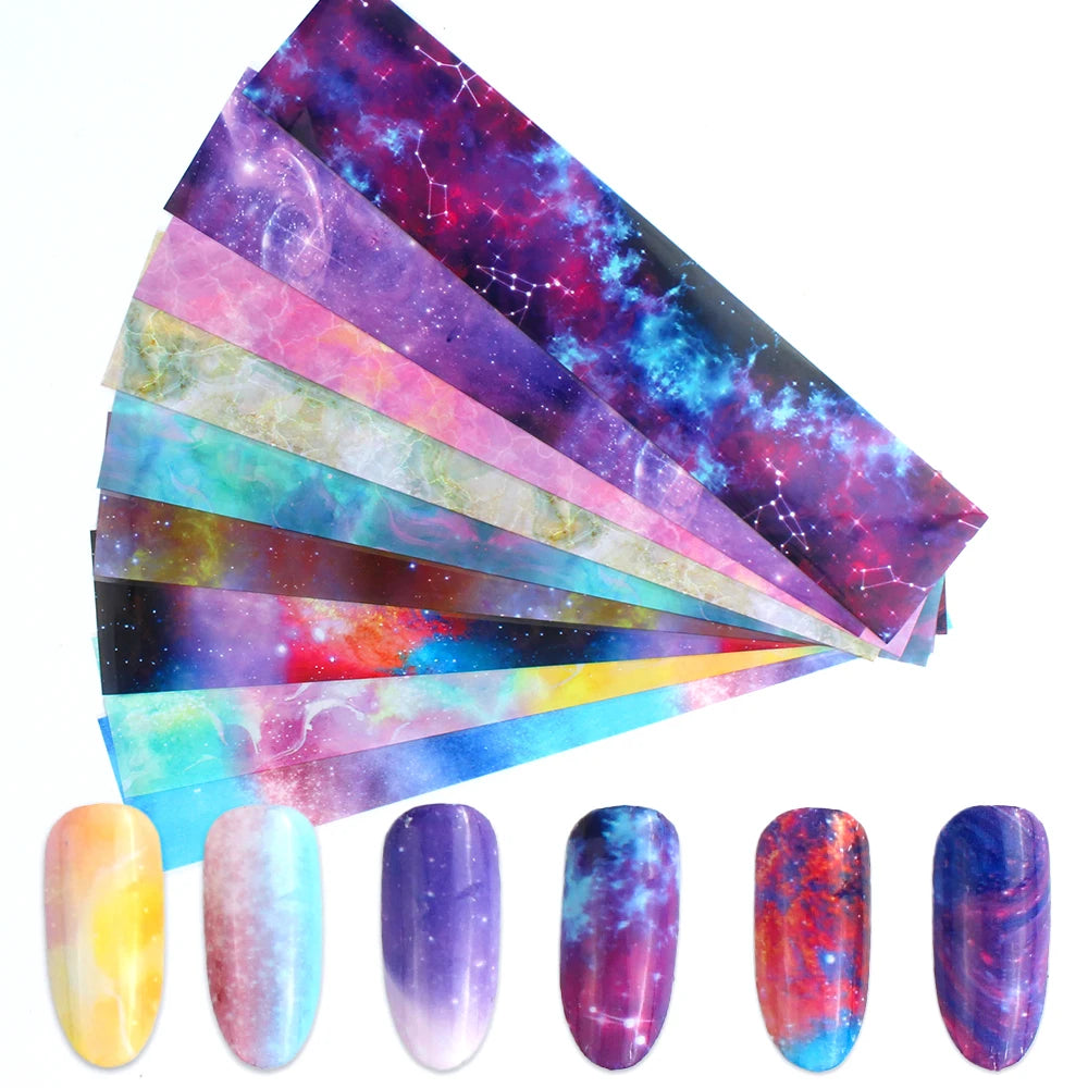 10x Transfer-Nagelfolie 4×20cm – Mix Muster für kreative Nail Art