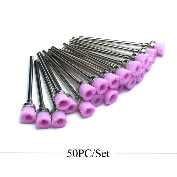 50x Reinigungsbürsten für Fräseraufsätze – Kupfer & Nylon | Profi-Zubehör für Maniküregeräte