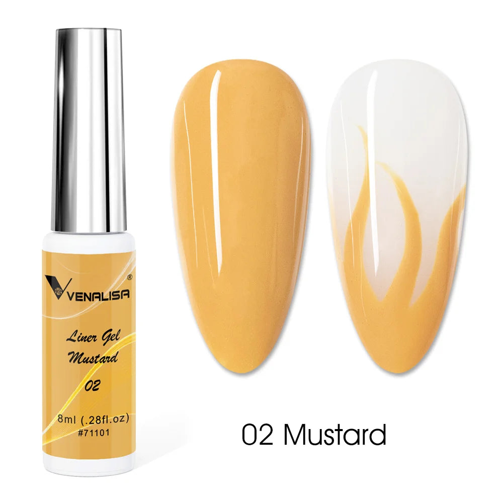 Venalisa Liner Gel 8ml – 21 Farben für Nailart & Feine Linien