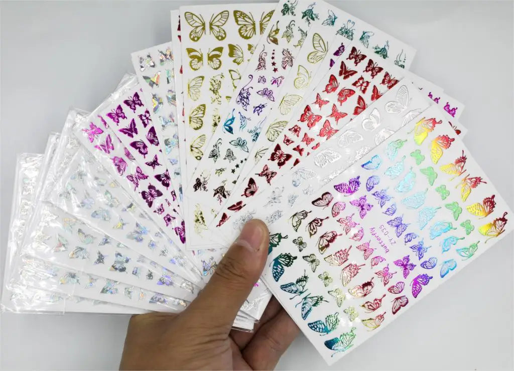 Holografische Schmetterlings-Sticker – 5 Farben, Laser-Effekt, selbstklebend