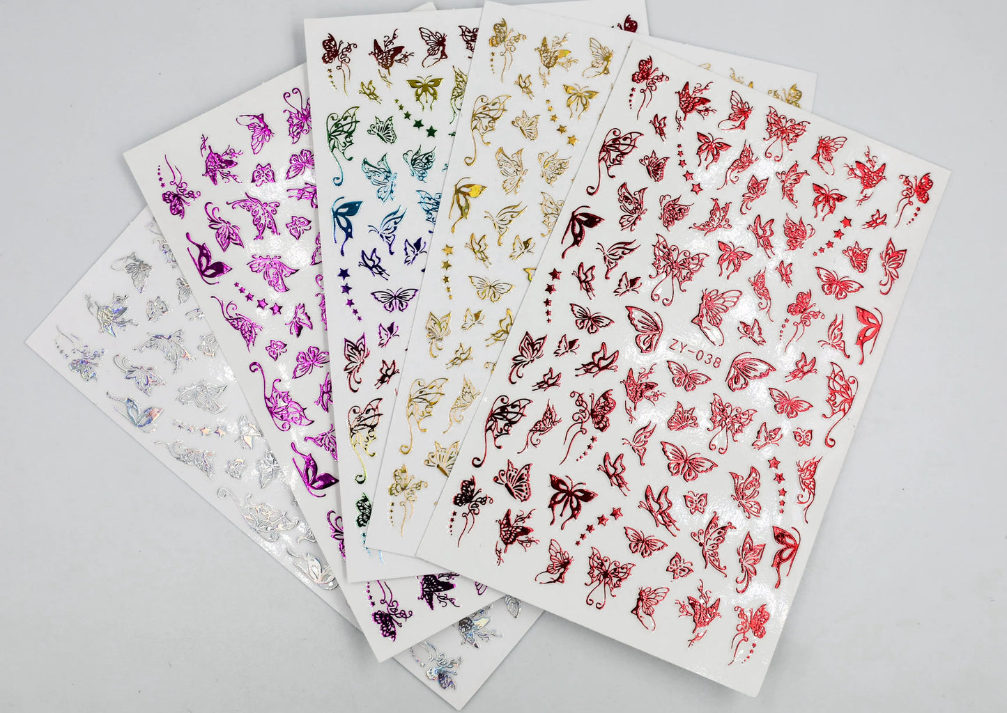 Holografische Schmetterlings-Sticker – 5 Farben, Laser-Effekt, selbstklebend