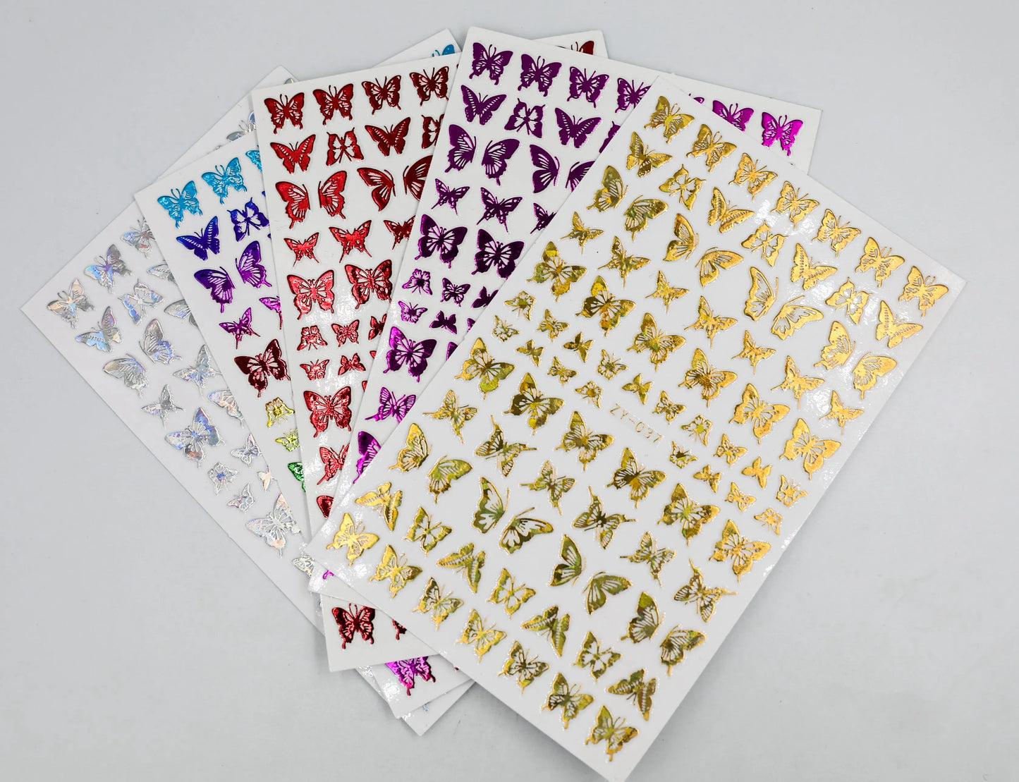 Holografische Schmetterlings-Sticker – 5 Farben, Laser-Effekt, selbstklebend