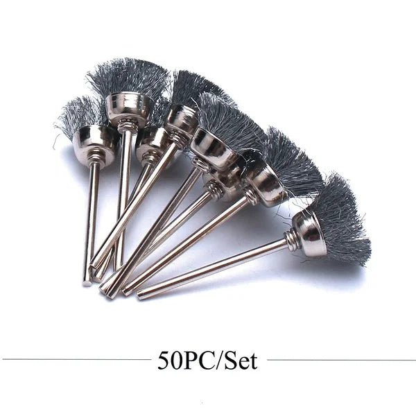 50x Reinigungsbürsten für Fräseraufsätze – Kupfer & Nylon | Profi-Zubehör für Maniküregeräte