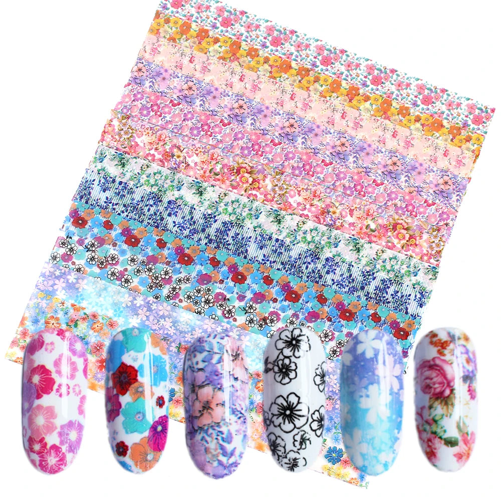 10x Transfer-Nagelfolie 4×20cm – Mix Muster für kreative Nail Art