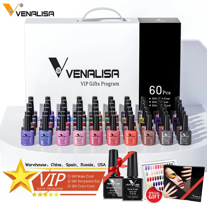 Venalisa 7.5ml Gel Polish – 60 Farben – UV/LED – Base, Top, Primer
