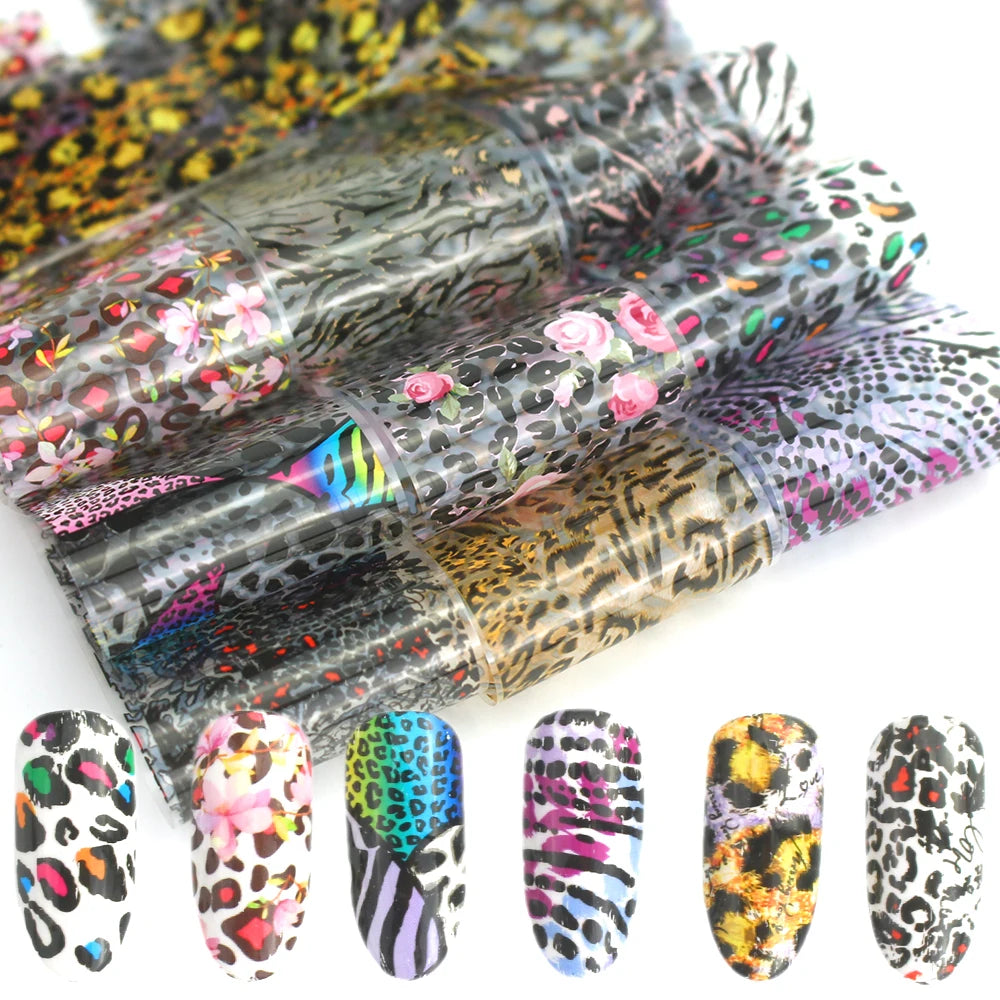 10x Transfer-Nagelfolie 4×20cm – Mix Muster für kreative Nail Art