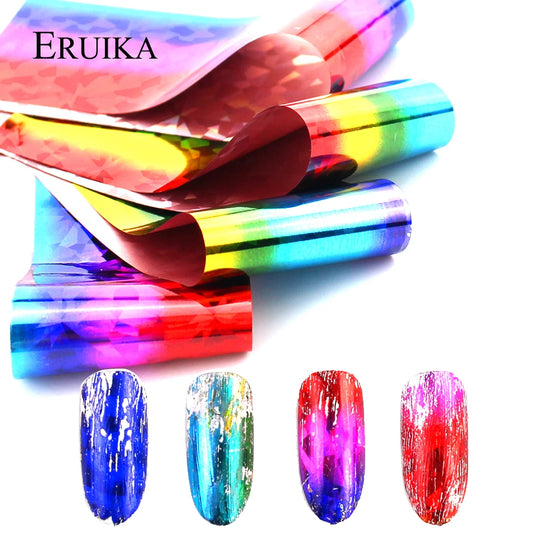 16-teiliges Holografisches Nail Art Folien-Set – Regenbogen Transferfolie