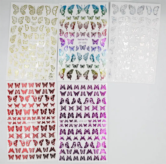 Holografische Schmetterlings-Sticker – 5 Farben, Laser-Effekt, selbstklebend