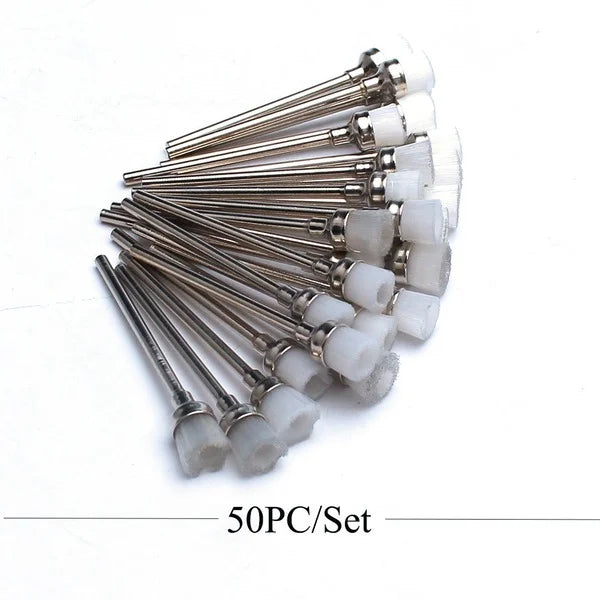50x Reinigungsbürsten für Fräseraufsätze – Kupfer & Nylon | Profi-Zubehör für Maniküregeräte