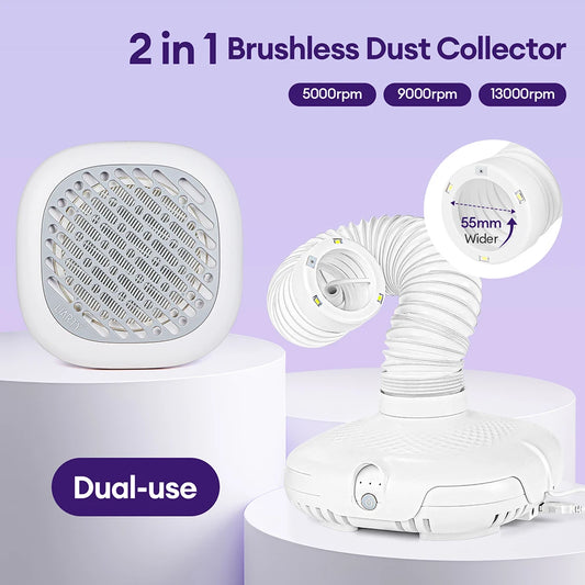 130W Turbo Nagelstaubabsaugung mit 2 Filtern – Bürstenloser Profi Nail Dust Collector für Maniküre & Pediküre