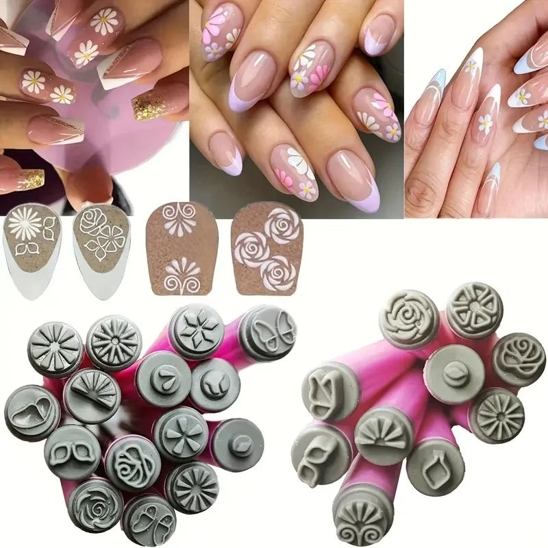 4/6/10er-Set Nailart-Stempelstifte – Blumen- & Schmetterlingsmotive für kreative Designs