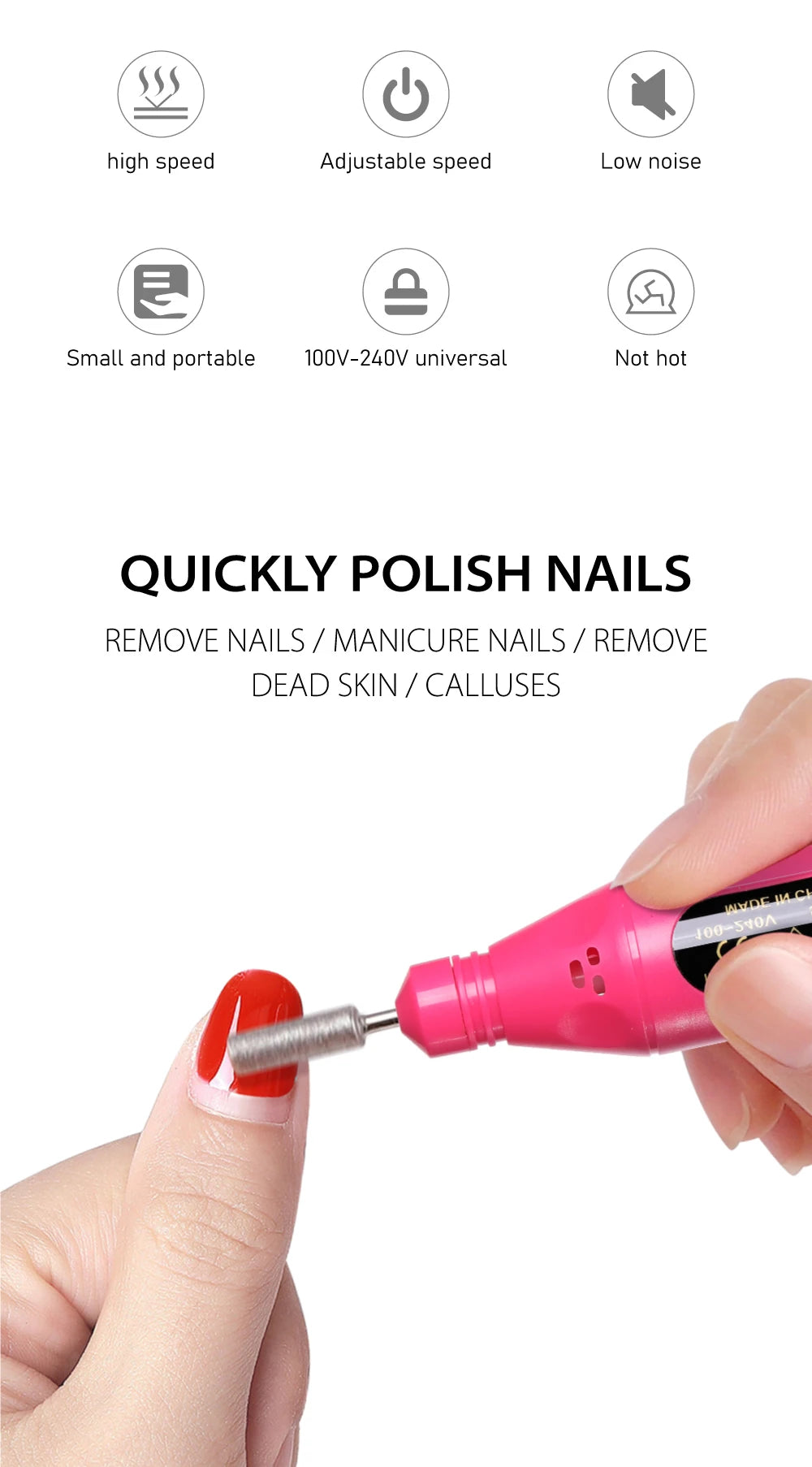 Elektrisches Nagelfräser-Set 6-in-1 – Tragbare Nagelfeile & Poliergerät inkl. Aufsätze & Bits
