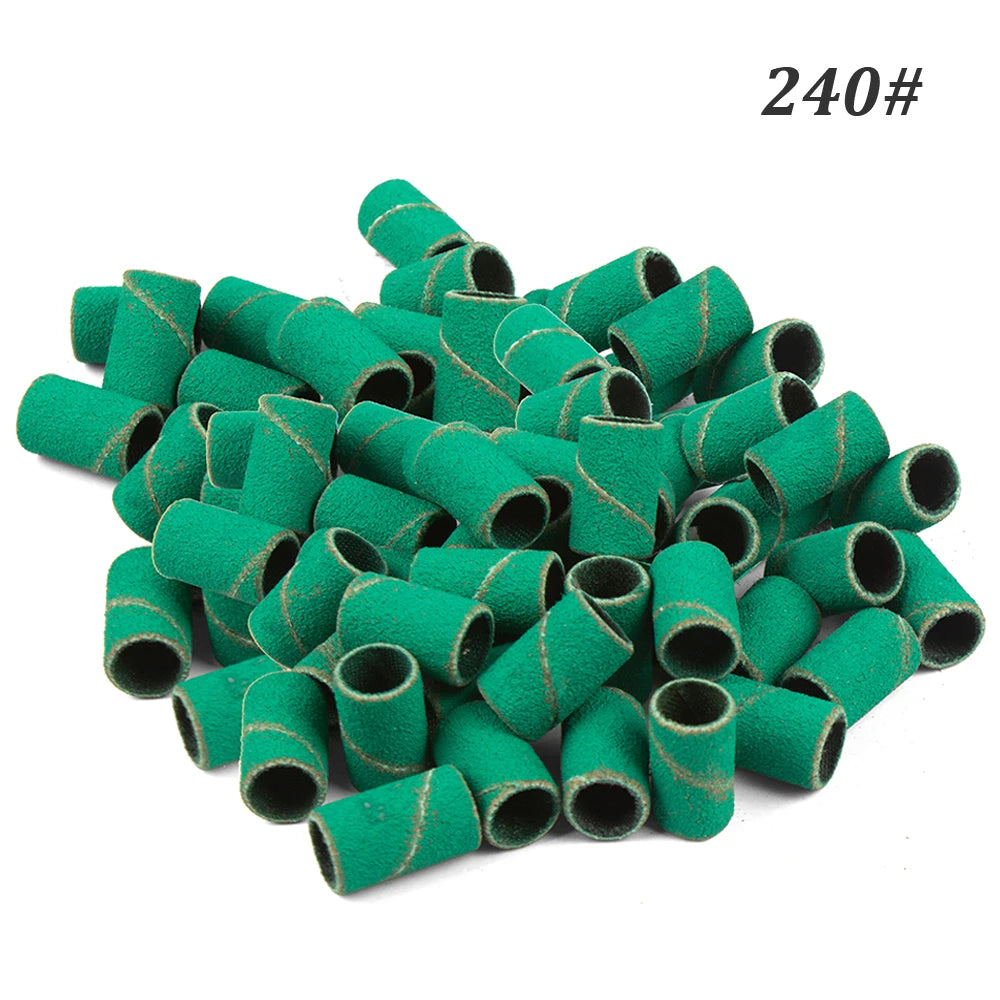 500 Stück Schleifhülsen Set – 80/120/180/240 Grit für Maniküre, Nagelfräser & Gelentfernung
