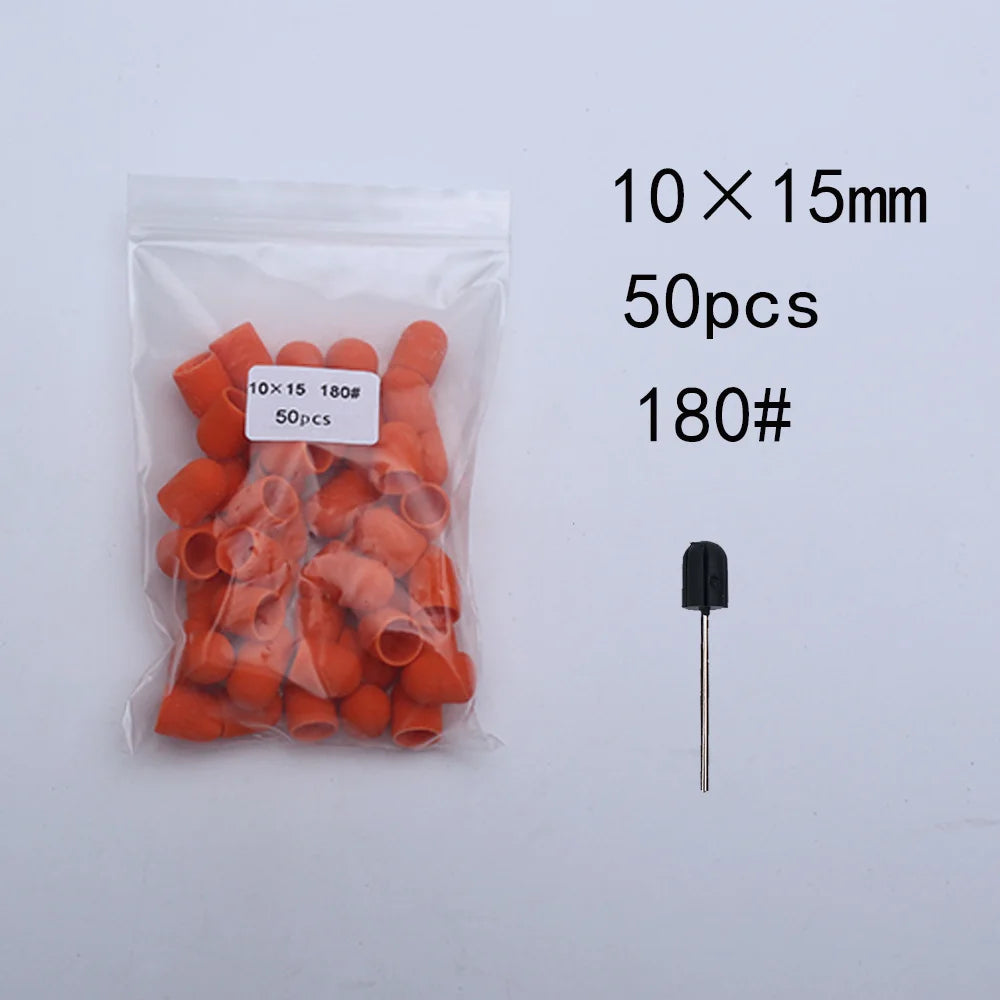 50er Set Schleifkappen für Nagelpflege mit Gummi-Träger – Pediküre & Hornhautentfernung