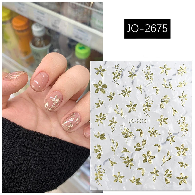3d Nail Art Stickers Purple Lavenders Bunch Flowers Girls Rabbits Butterflys Decals For Nails Tips Decorations Manicures