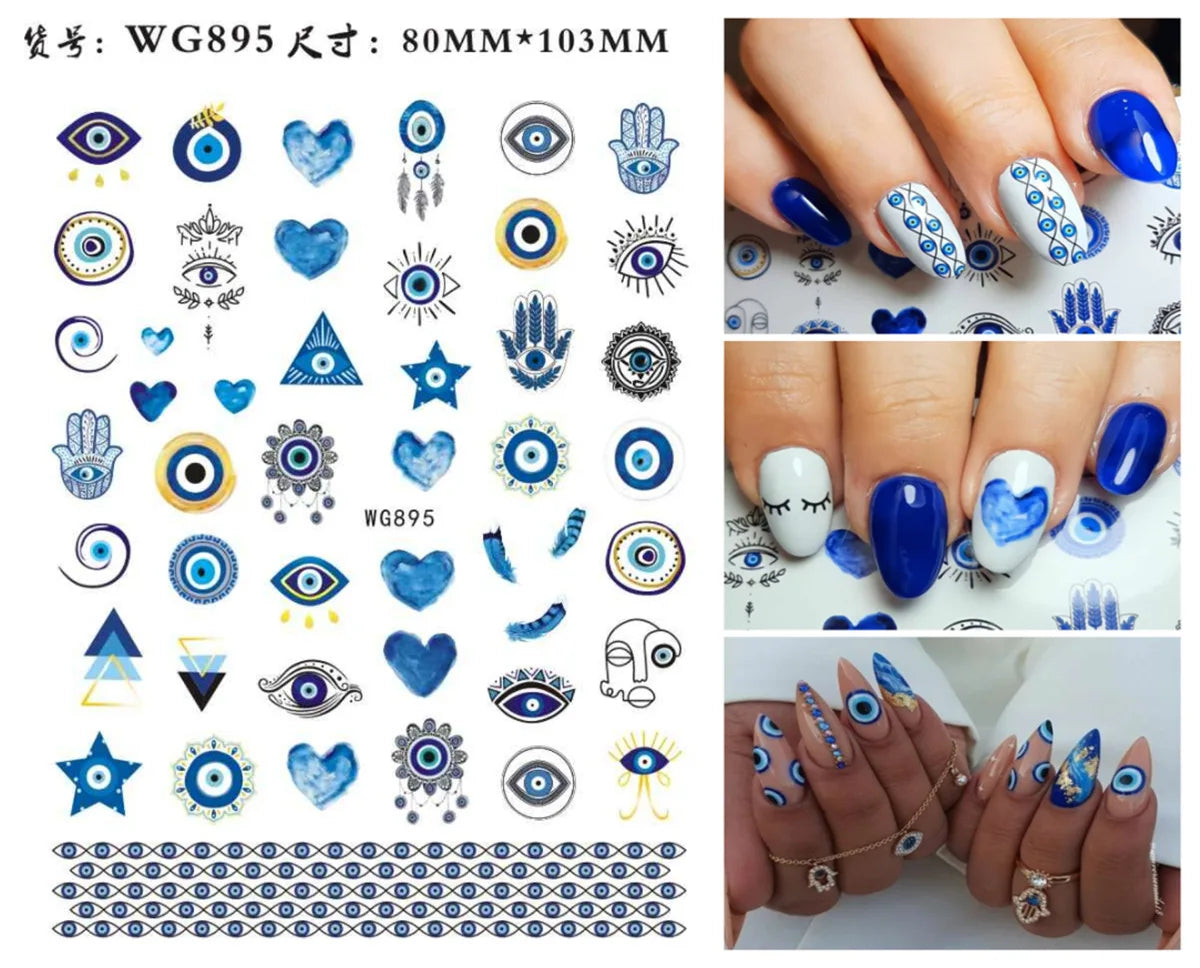 Fatima's Eye & Hamsa Hand Nail Stickers – Spiritual Nail Art Aufkleber