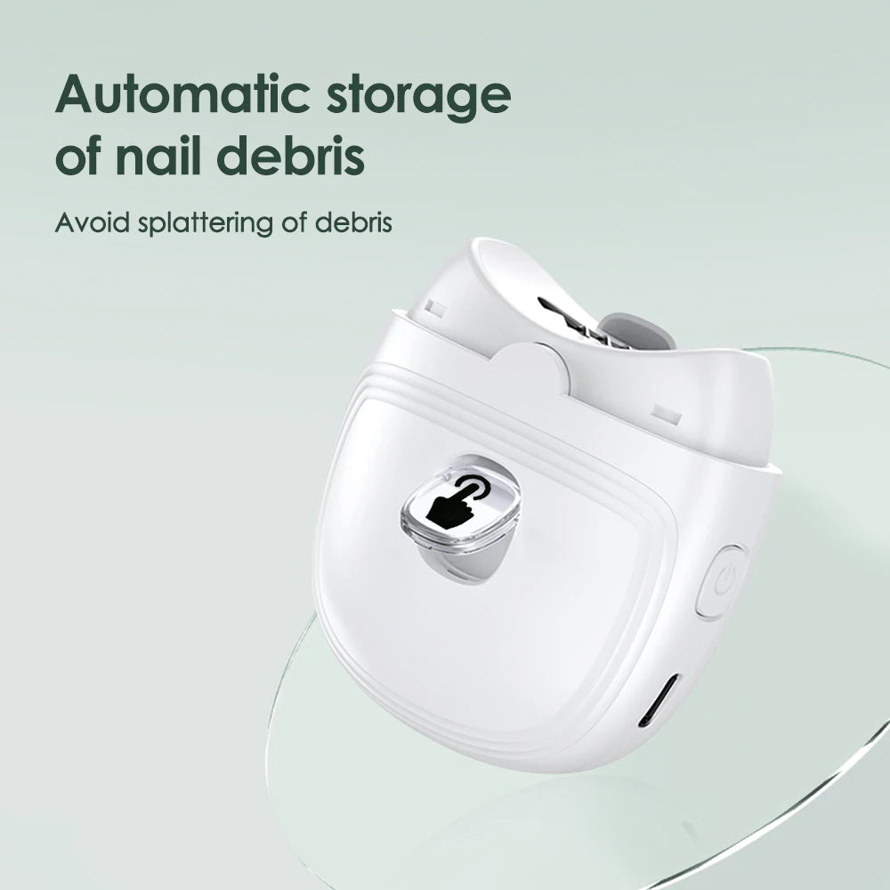 2-in-1 Elektrischer Nageltrimmer & Schleifer mit LED – Wiederaufladbar via USB, für Baby, Erwachsene & Senioren