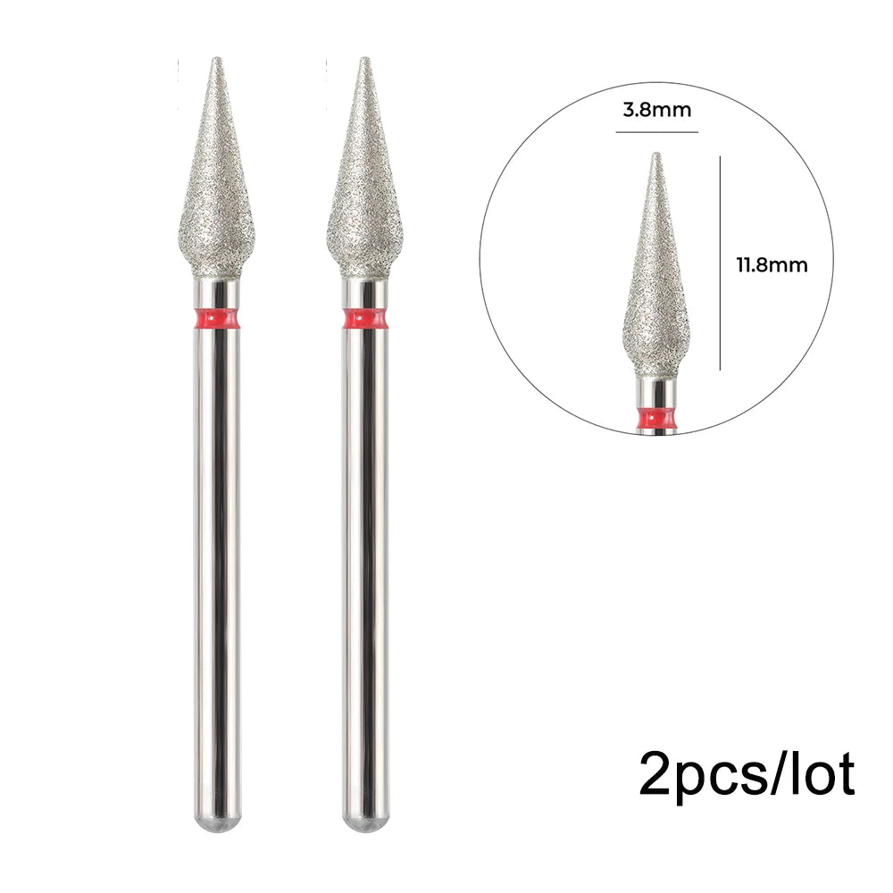 2er-Set Diamant-Fräserbits – Flammenform für Nagelhaut & Gellack (3/32", Profi-Qualität)
