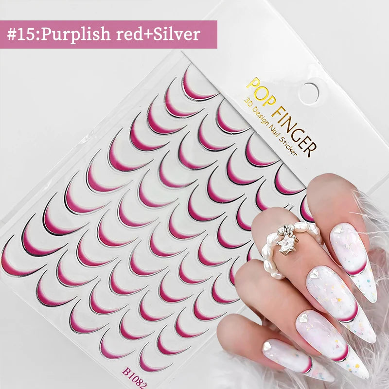 3D Schleifen Nagelsticker – Elegante Gold- & Farbbögen für French & Sommerdesigns