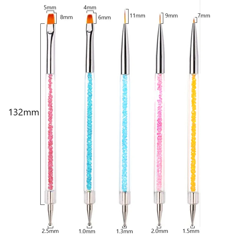 Nail Art Pinselset – 5/20 Stk für Malerei, Dotting, Liner & Acryl-Gel