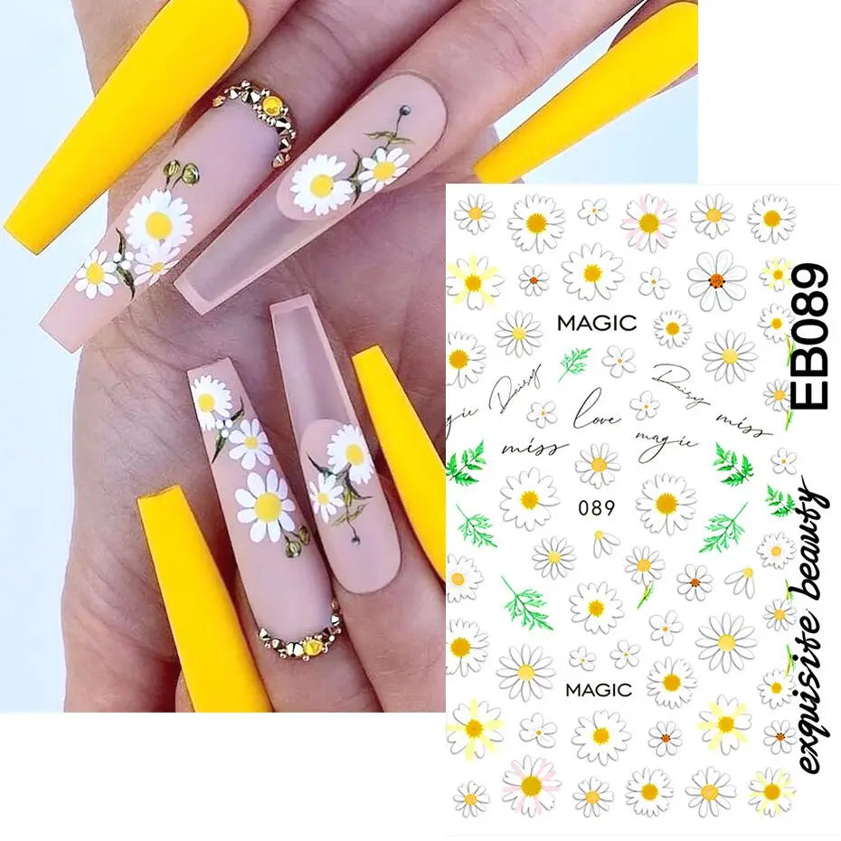 Sonnenblumen Nail Sticker – 3D Sommerblumen für kreative Nailart