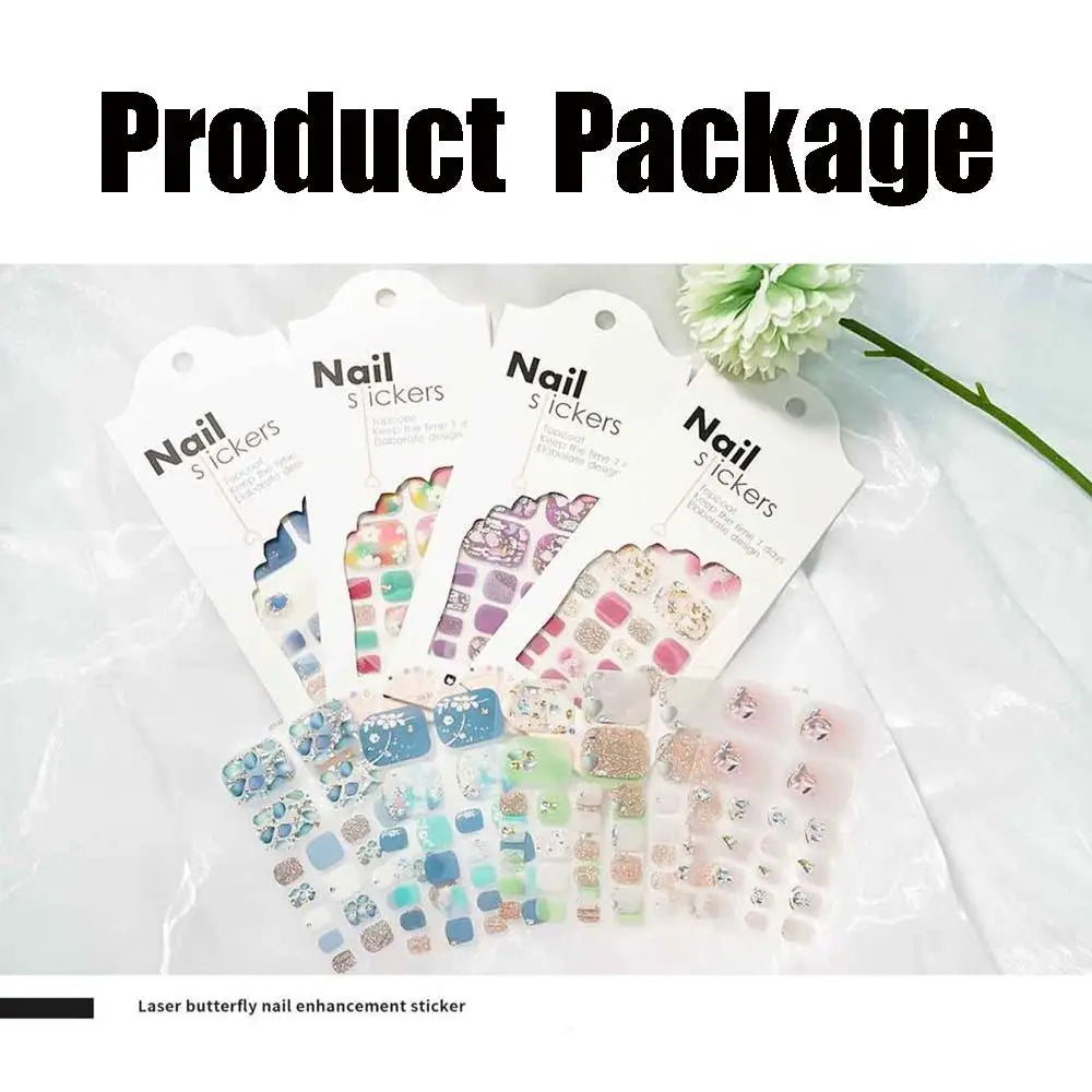Abziehbare Fußnagelsticker – 22-teiliges Set für Modebewusste Pediküre mit Glanz-Effekt
