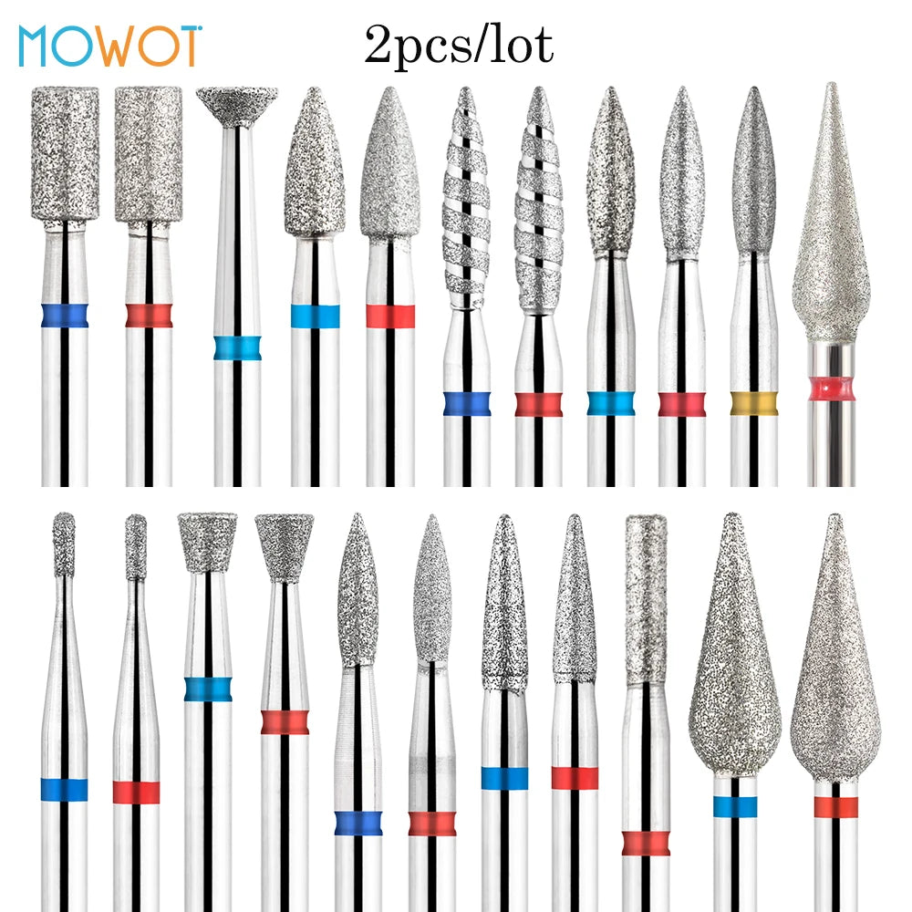 MOWOT Diamant-Fräser – 2er-Set für elektrische Nagelfräser, für Maniküre & Nagelhautpflege