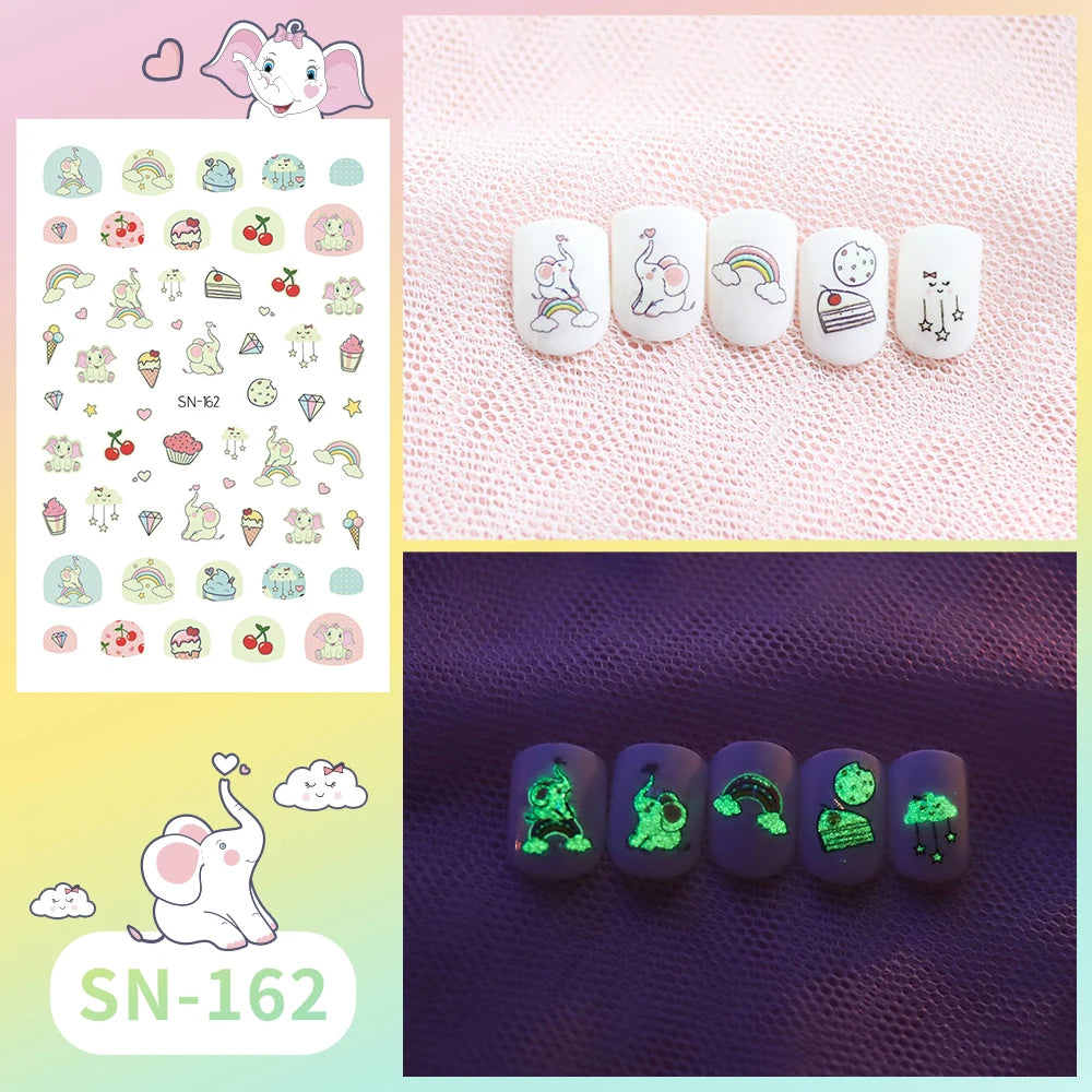 Leuchtende Kinder-Nagelsticker mit Tiermotiven – Glow-in-the-Dark Nail Art