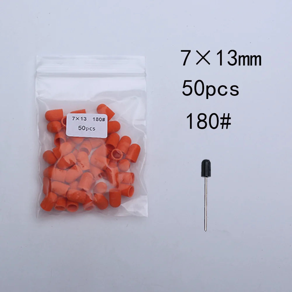 50er Set Schleifkappen für Nagelpflege mit Gummi-Träger – Pediküre & Hornhautentfernung