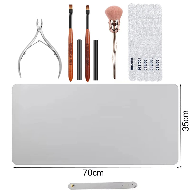 Manikürekissen mit Matte & Zubehör – Kunstleder, waschbar, Komplettset für Nail Art