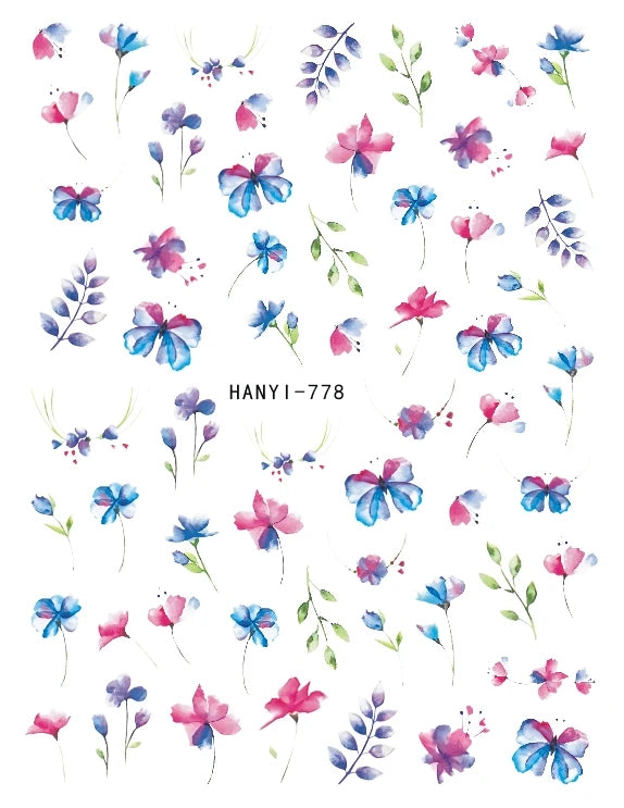 3d Nail Art Stickers Purple Lavenders Bunch Flowers Girls Rabbits Butterflys Decals For Nails Tips Decorations Manicures