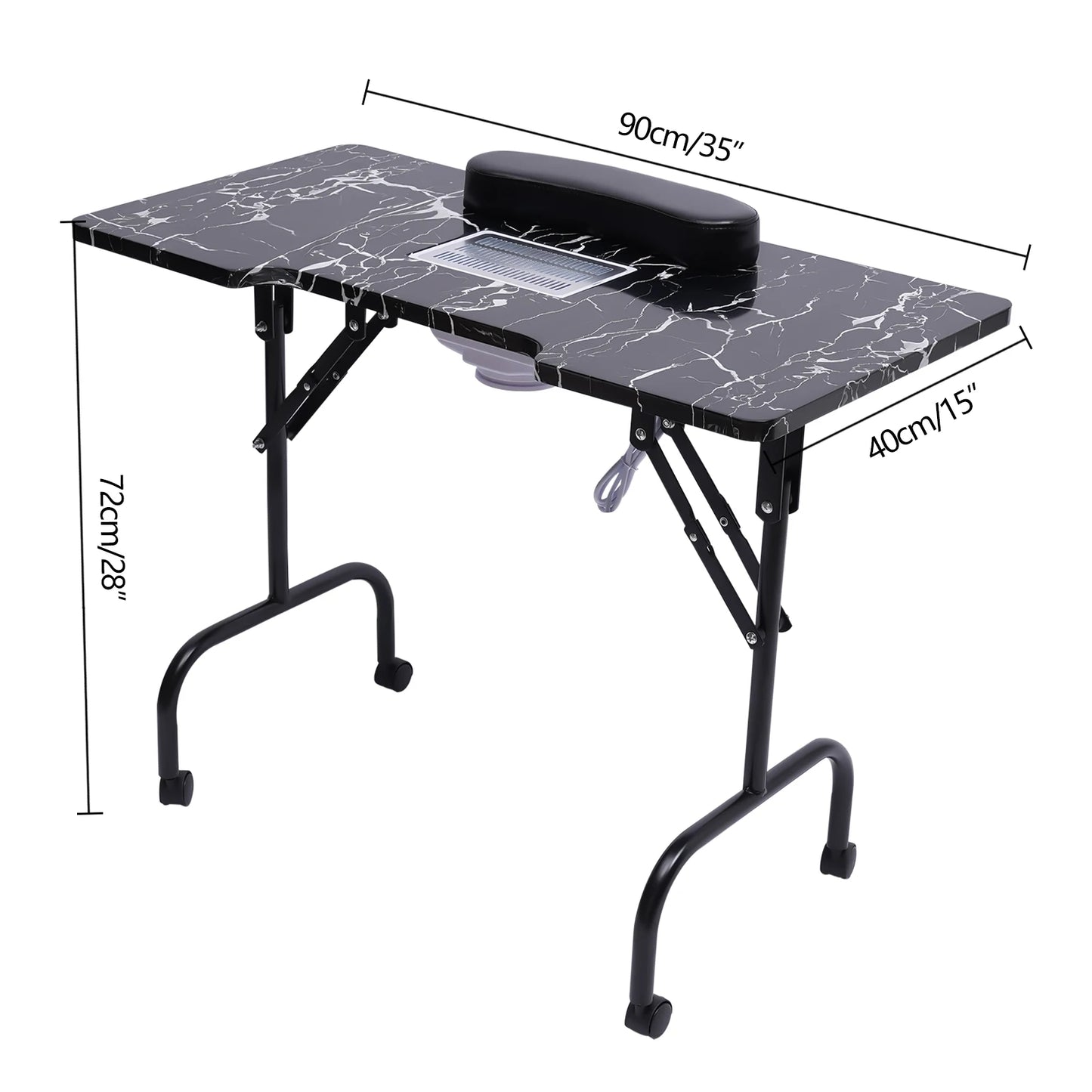 Extra Breiter Manikürtisch mit Staubabsaugung – klappbar, mobil & robust